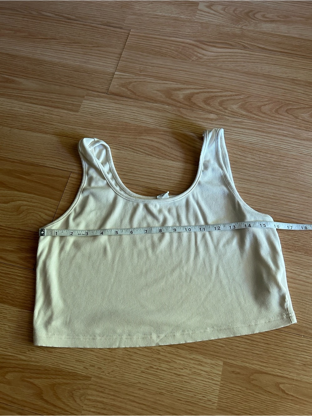 Light Yellow Light Ribbed Cropped Tank XL - Picture 4 of 6